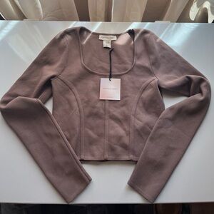 Cropped long sleeve mauve corset looking top